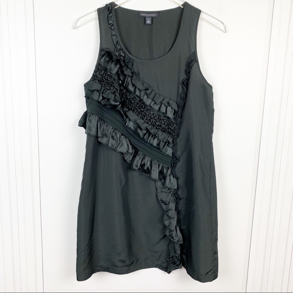 BANANA REPUBLIC 100% Silk Ruffle Sheath Dress Sz S